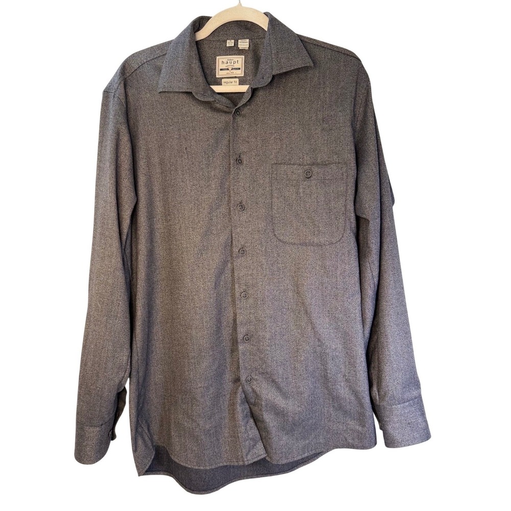 HAUPT GERMANY Men's Regular Fit Herringbone Button‎ Down Shirt Size M